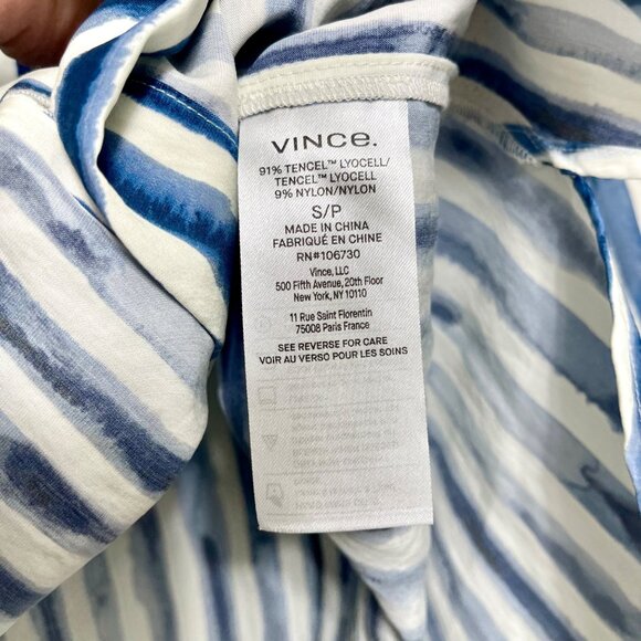Vince women’s Painterly Stripe Oversized Shirt White Blue S - Picture 13 of 16